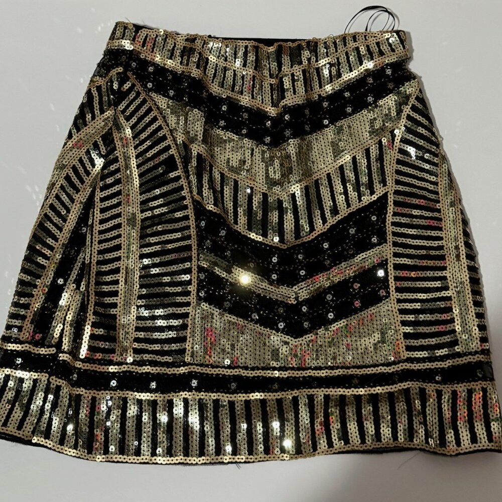 Haute Rogue Gold and Black Sequin Skirt